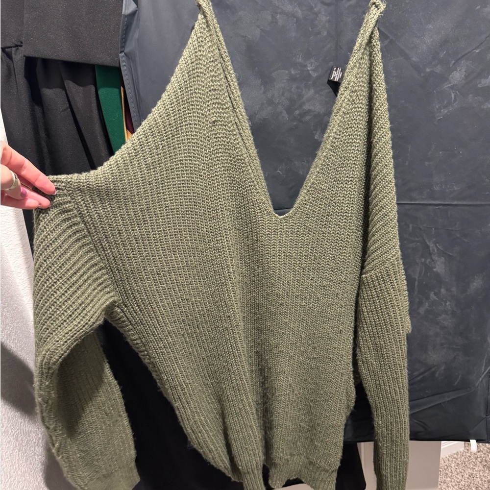 Forever 21 Sage V-Neck Sweater